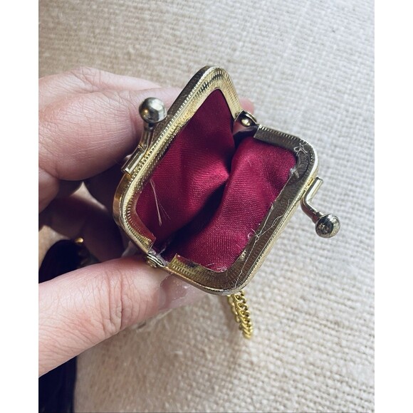 VTG Victorian-Style Coin Purse Bag Katherine’s Collection Burgundy 4"x2.5" W Tag - Picture 4 of 12